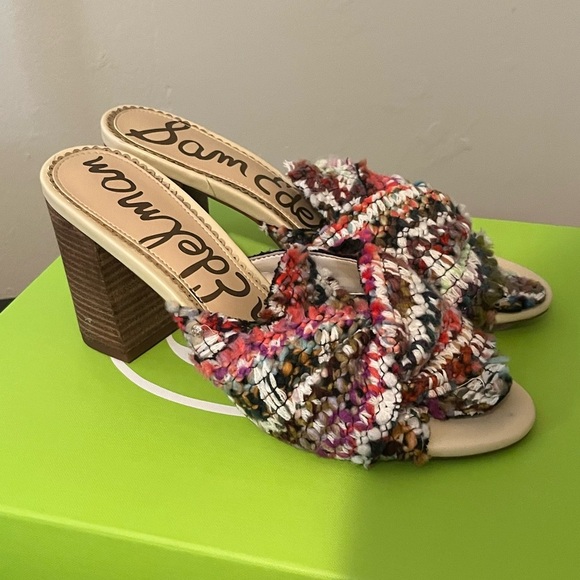 Sam Edelman Oda Slide Tweed Multicolor Knot Top Mule - Picture 3 of 14